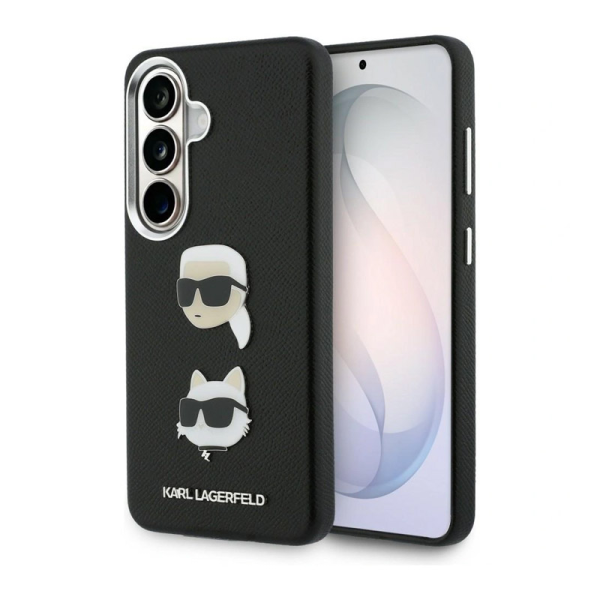 Maska Karl Lagerfeld Saffiano Double Heads Metal za Samsung S26 Plus/ S946B crna
