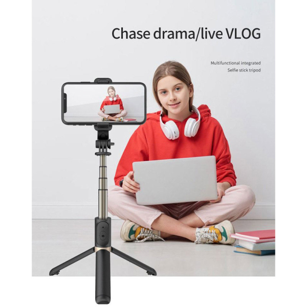 Stativ Tripod Wireless + Selfie Stick REMAX P17 1.3m crni