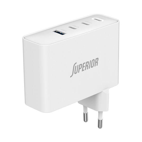 Kuciste punjaca Superior SU-10001ACCC 100W 5A GaN Fast PD + USB belo
