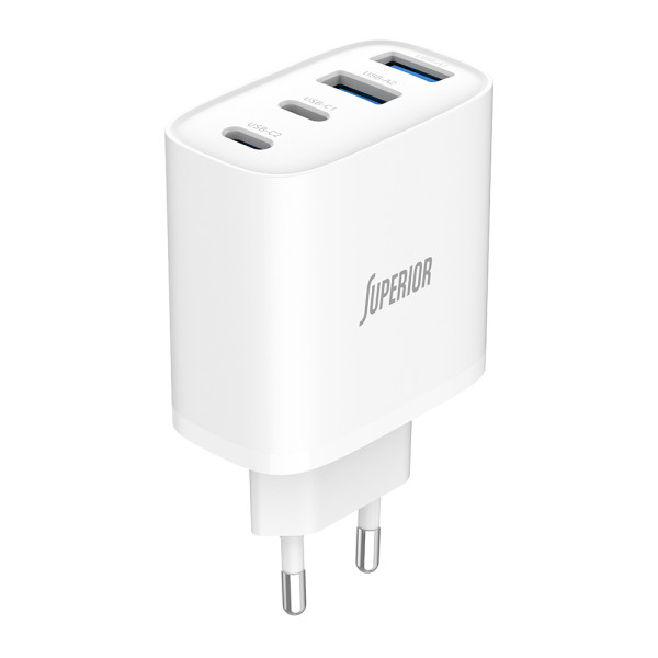 Kuciste punjaca Superior SU-4001AACC 40W 3A GaN Fast PD + USB belo