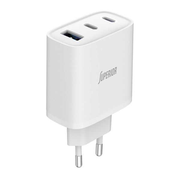 Kuciste punjaca Superior SU-6505ACCL 65W 3A GaN Fast PD + USB belo