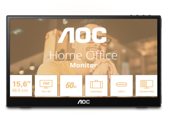Monitor AOC 16T3EA 15,6''/IPS/1920x1080/60Hz/4ms GtG/USB C/prenosni/crna