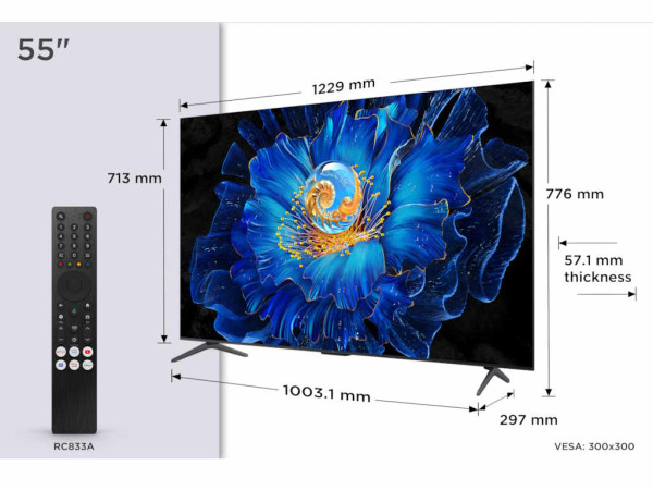 Televizor TCL 55C6KS/MiniLED-QLED/55''/4K UHD/60Hz/Google TV/crna