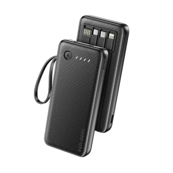 Ven Dens power bank 10000mAh eksterna baterija sa kablom Crna