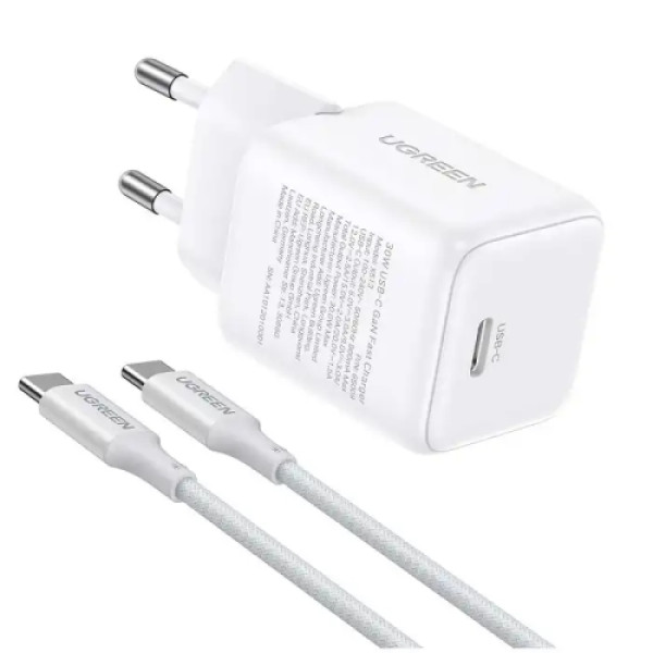 UGREEN X513 30W GaN Brzi punjač + Type C kabl beli