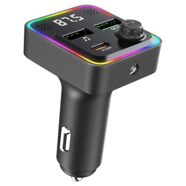 Kettz FM Transmiter i Punjač Floyd – 2×USB QC3.0 + Type-C PD30W, LED