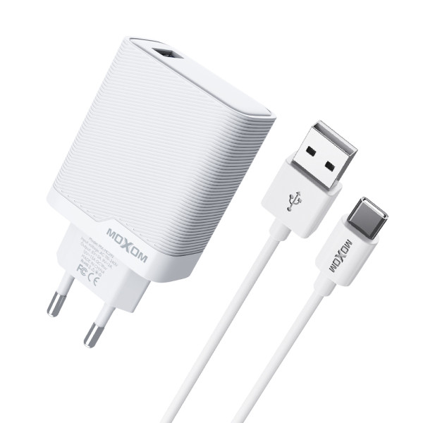 Kucni punjac Moxom MX-HC292 USB A na Type C 18W beli