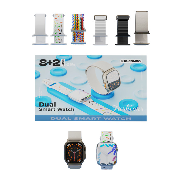 KARLER BASS K10-Combo set (2 x smart watch, 8 narukvica ) beli
