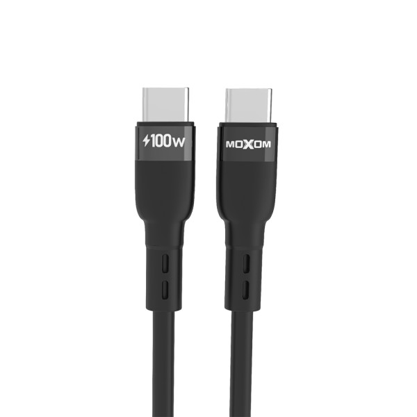 USB data kabal Moxom MX-CB186 silicone Type C na Type C 100W 1m crni