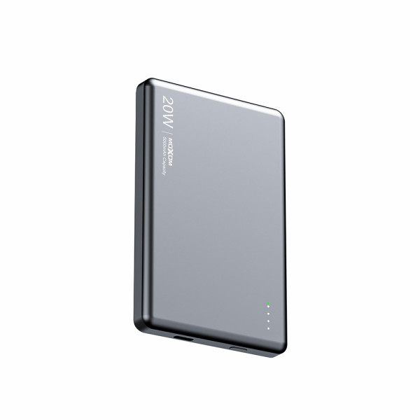 Power Bank MagSafe Moxom MX-PB212 Ultra Thin PD20W + wireless 15W 5000mAh sivi