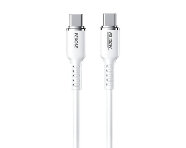 WEKOME Kabl 3.1 USB tip C MM 1.2m, za Superbrzo punjenje 100W480Mbps, Silicon Soft, beli WDC-11