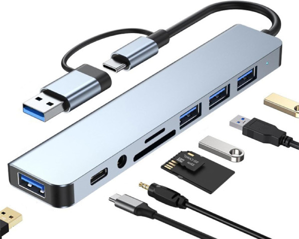 FAST ASIA USB 3.0+TIP C na 4xUSB 3.0+TIP C+SDmicro sd+ Audio metal HUB
