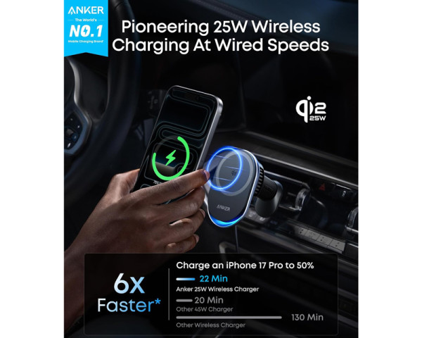 ANKER Prime 25W MagGo bežični + auto punjač sa USB-C MM kablom, crni