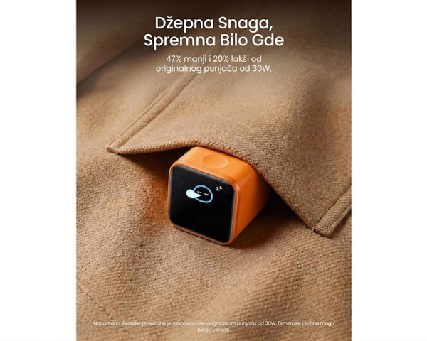 ANKER Nano 45W putni zidni punjač sa ekranom, USB-C port, narandžasti