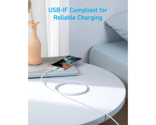 ANKER 322 USB tip-C na USB tip-C kabl MM 0.9m, 60W, pleteni, beli