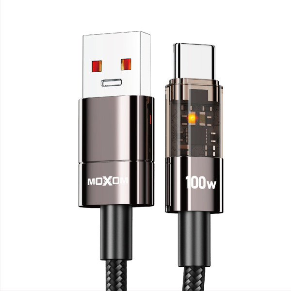 USB data kabal Moxom LX-CB843 LED 100W Type C 1,2m crni