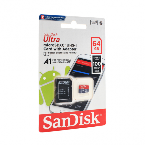 Mem. Kartica SanDisk SDHC 64GB Ultra Micro 100MB/s Class 10 sa adapterom CN