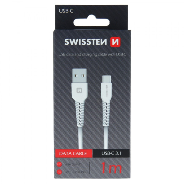 Swissten kabl USB/Type C  1,0m bela