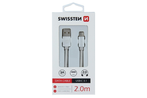 Swissten kabl USB/Type C 2,0m siva