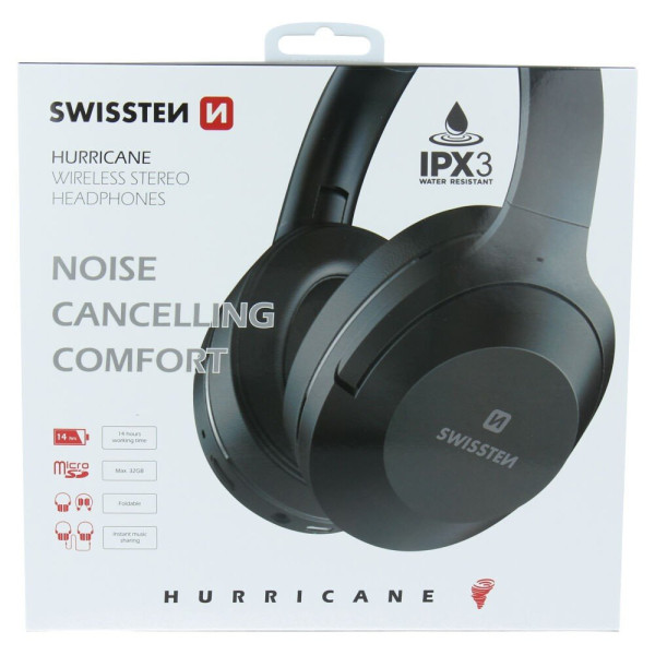Swissten Wireless Stereo slušalice Hurricane crna