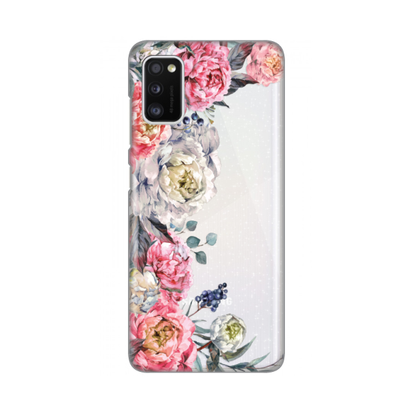 Torbica Silikonska Print Skin Diamond za Samung A415F Galaxy A41 Pink Peonies