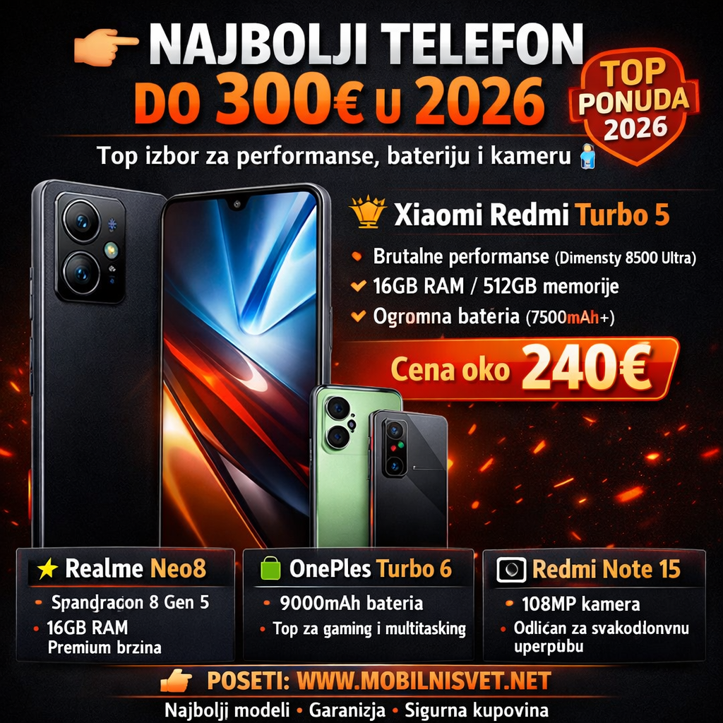 Najbolji telefon do 300e u 2026